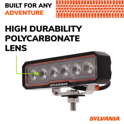 SYLVANIA Rugged 6 Inch Flood LED Light Bar | Lifetime Limited Warranty | Flood Light 1700 Raw Lumens, Quality Off Road Driving Work Light, Truck, Boat, Tractor, ATV, UTV, SUV, 4x4 (1 PC)