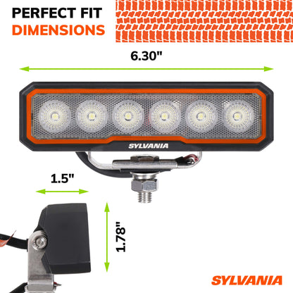 SYLVANIA Rugged 6 Inch Flood LED Light Bar | Lifetime Limited Warranty | Flood Light 1700 Raw Lumens, Quality Off Road Driving Work Light, Truck, Boat, Tractor, ATV, UTV, SUV, 4x4 (1 PC)
