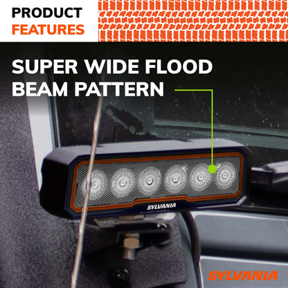 SYLVANIA Rugged 6 Inch Flood LED Light Bar | Lifetime Limited Warranty | Flood Light 1700 Raw Lumens, Quality Off Road Driving Work Light, Truck, Boat, Tractor, ATV, UTV, SUV, 4x4 (1 PC)