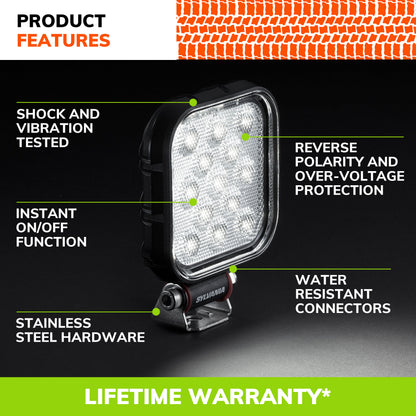 SYLVANIA - Rugged 4 Inch Cube LED Light Pod - Lifetime Limited Warranty - Flood Light 2100 Raw Lumens, Best Quality Off Road Driving Work Light, Truck, Car, Boat, ATV, UTV, SUV, 4x4 (1 PC)