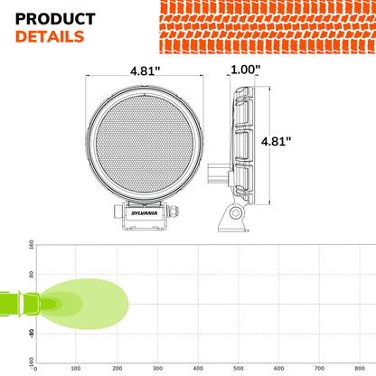 SYLVANIA - Rugged 4 Inch Round LED Light Pod - Lifetime Limited Warranty - Flood Light 2100 Raw Lumens, Off Road Driving Work Light, Truck, Car, Boat, ATV, UTV, SUV, 4x4 (1 PC)