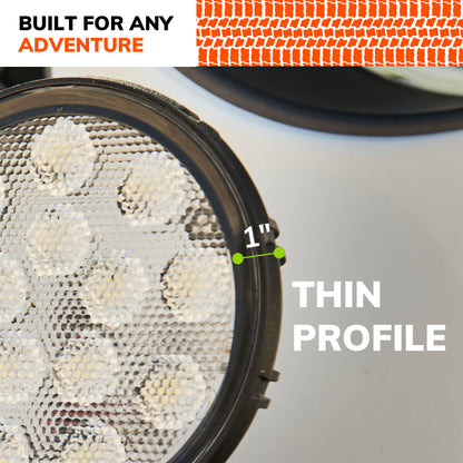 SYLVANIA - Rugged 4 Inch Round LED Light Pod - Lifetime Limited Warranty - Flood Light 2100 Raw Lumens, Off Road Driving Work Light, Truck, Car, Boat, ATV, UTV, SUV, 4x4 (1 PC)