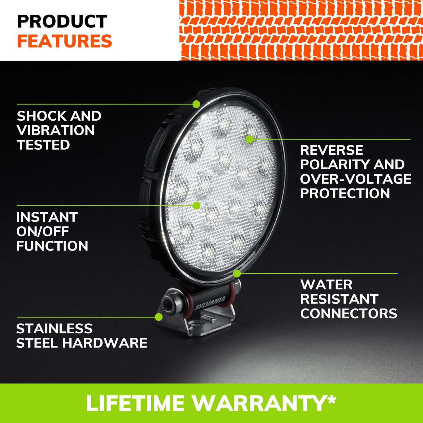 SYLVANIA - Rugged 4 Inch Round LED Light Pod - Lifetime Limited Warranty - Flood Light 2100 Raw Lumens, Off Road Driving Work Light, Truck, Car, Boat, ATV, UTV, SUV, 4x4 (1 PC)