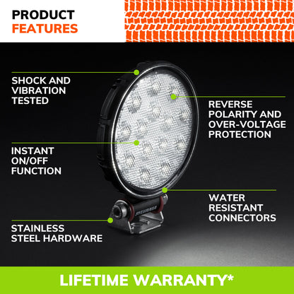 SYLVANIA - Rugged 4 Inch Round LED Light Pod - Lifetime Limited Warranty - Flood Light 2100 Raw Lumens, Off Road Driving Work Light, Truck, Car, Boat, ATV, UTV, SUV, 4x4 (1 PC)