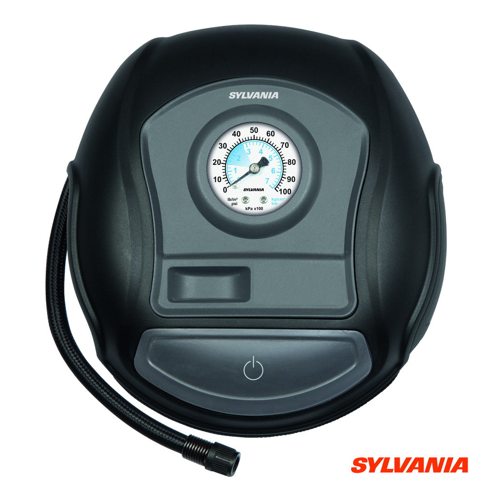 SYLVANIA Basic Portable Tire Inflator - Analog Dial Gauge - 3 Piece Adapter Set for Sports Balls, Vehicle Tires, Bike Tires, and Inflatable Toys