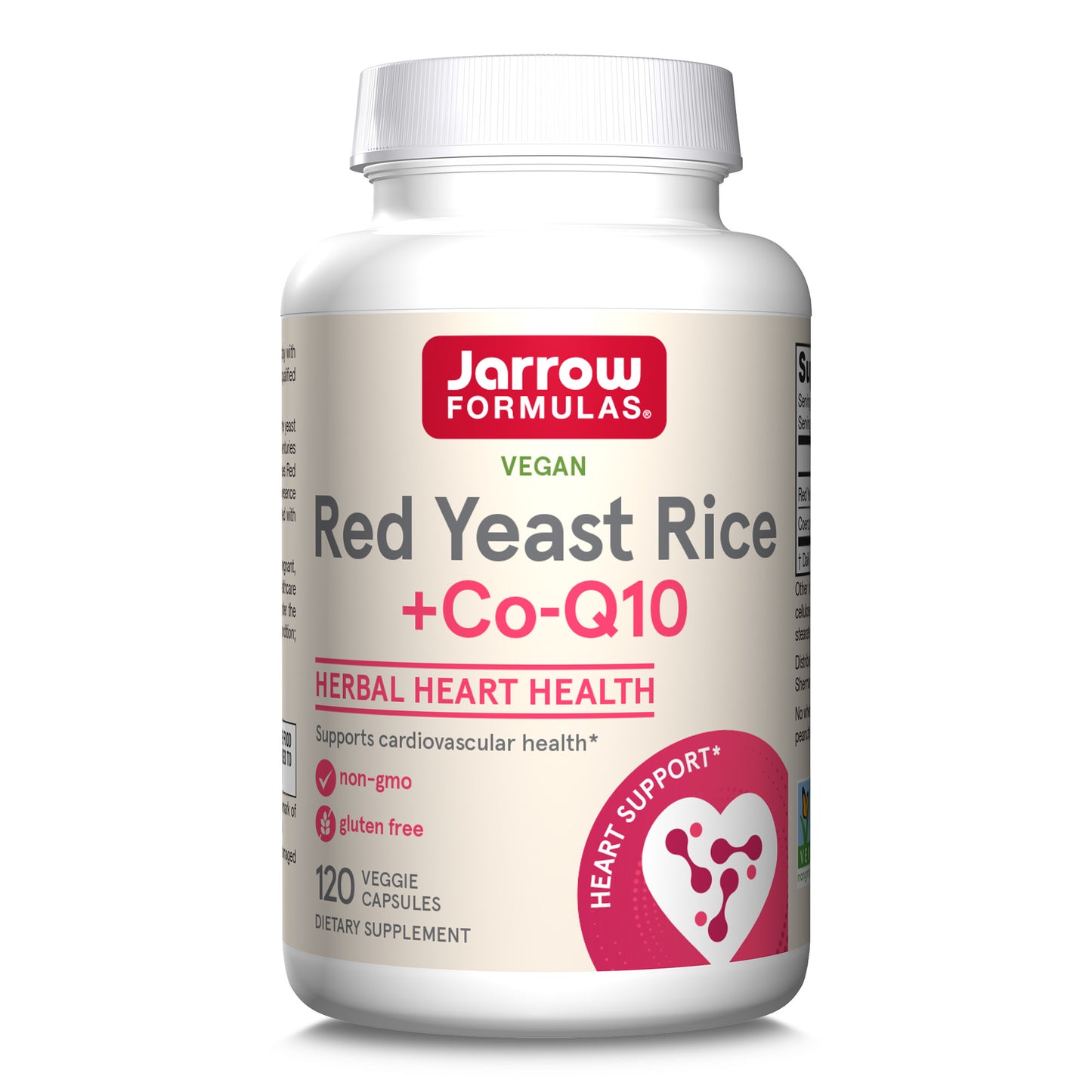Jarrow Formulas Red Yeast Rice - 120 Veggie Caps - Includes 100 mg Co-Q10 Per Serving - Supports Heart & Cardiovascular Health - 60 Servings