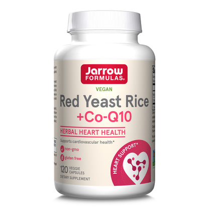 Jarrow Formulas Red Yeast Rice - 120 Veggie Caps - Includes 100 mg Co-Q10 Per Serving - Supports Heart & Cardiovascular Health - 60 Servings