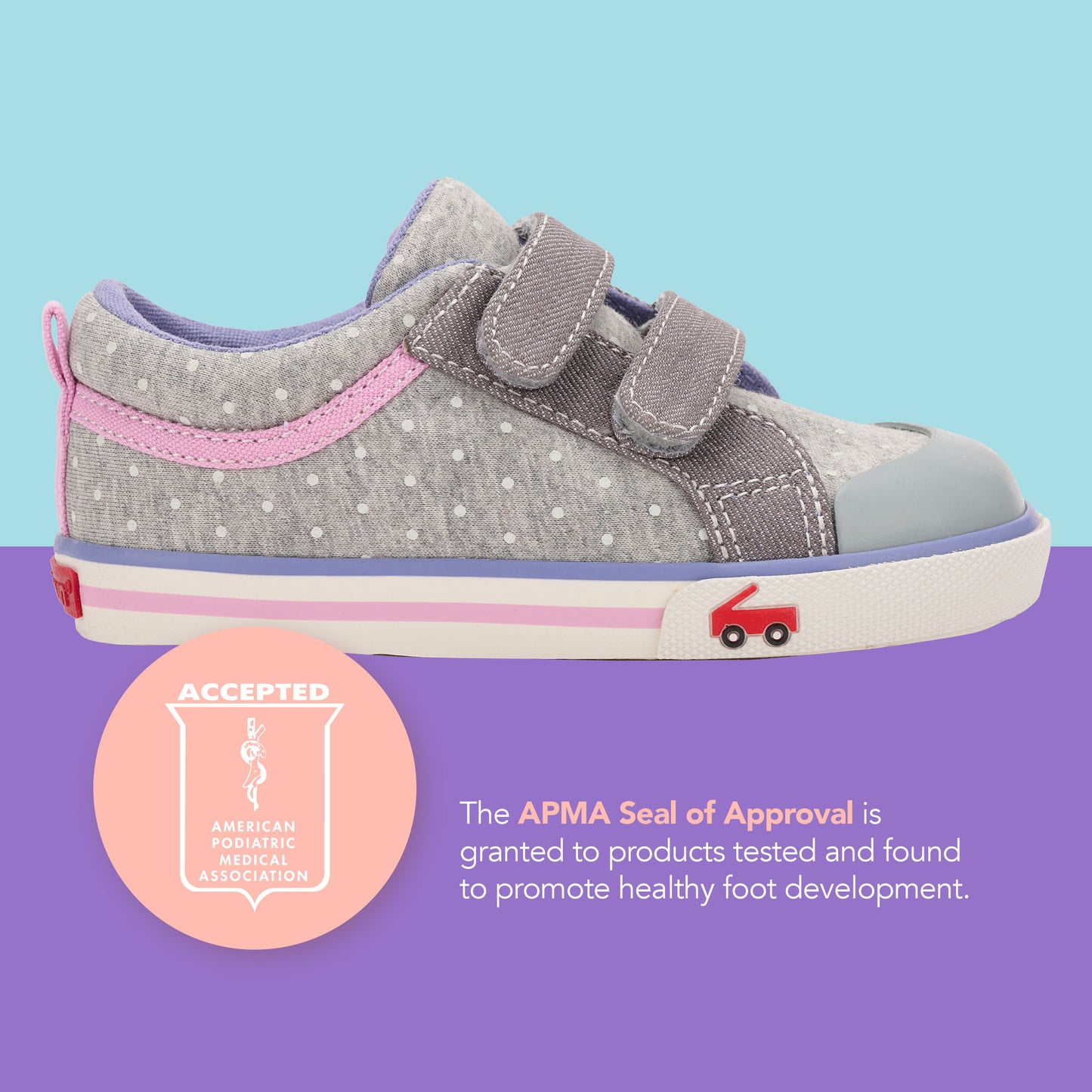 See Kai Run - Robyne Sneaker for Little Kids, Gray Jersey/Dots, 12.5