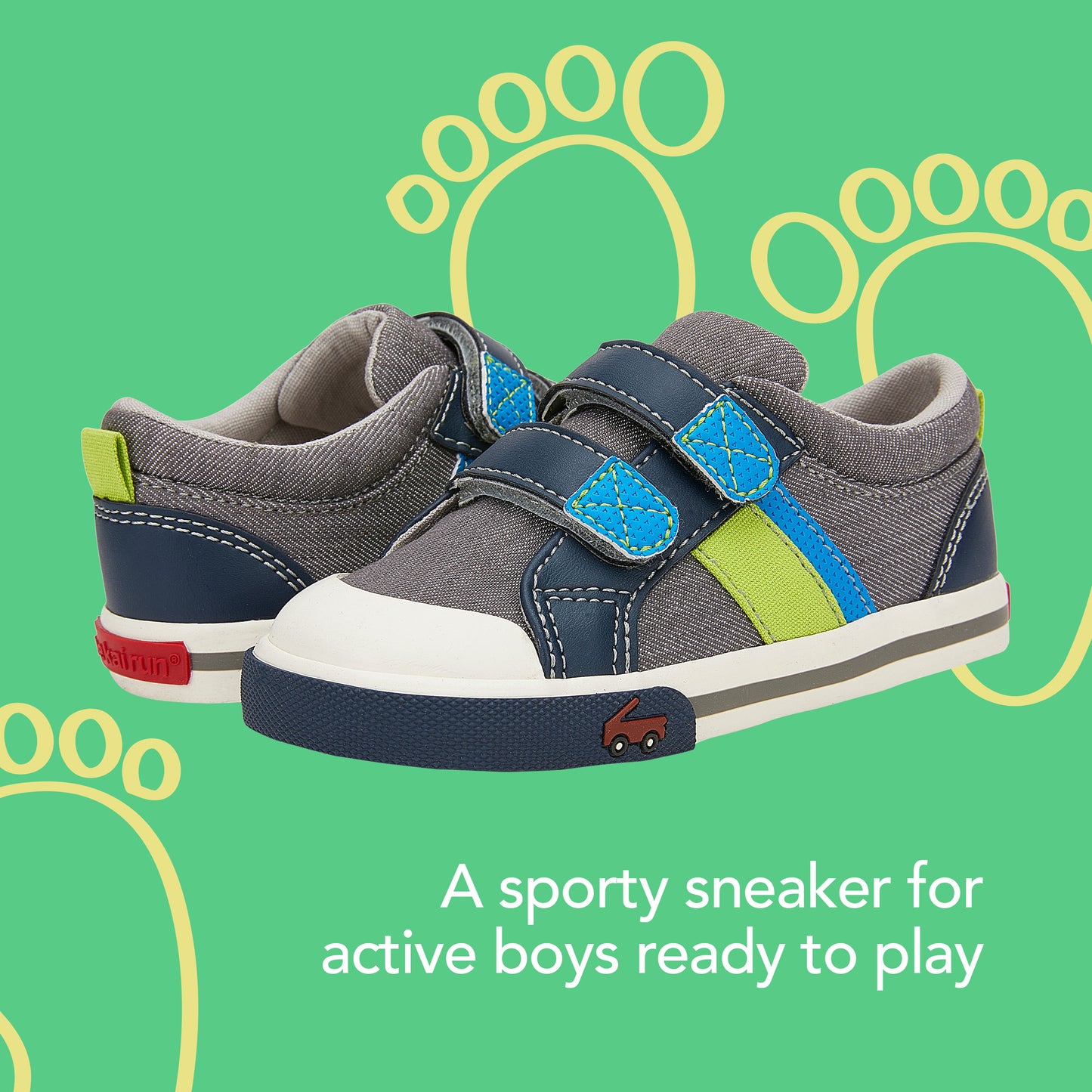See Kai Run, Boy‚Äôs Russell Casual Sneaker for Toddlers and Kids, Gray/Blue, 6 M US Toddler