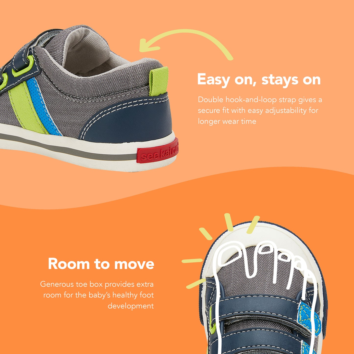 See Kai Run, Boy‚Äôs Russell Casual Sneaker for Toddlers and Kids, Gray/Blue, 8 M US Toddler