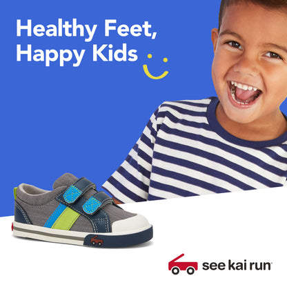 See Kai Run, Boy‚Äôs Russell Casual Sneaker for Toddlers and Kids, Gray/Blue, 1Y M US Big Kid