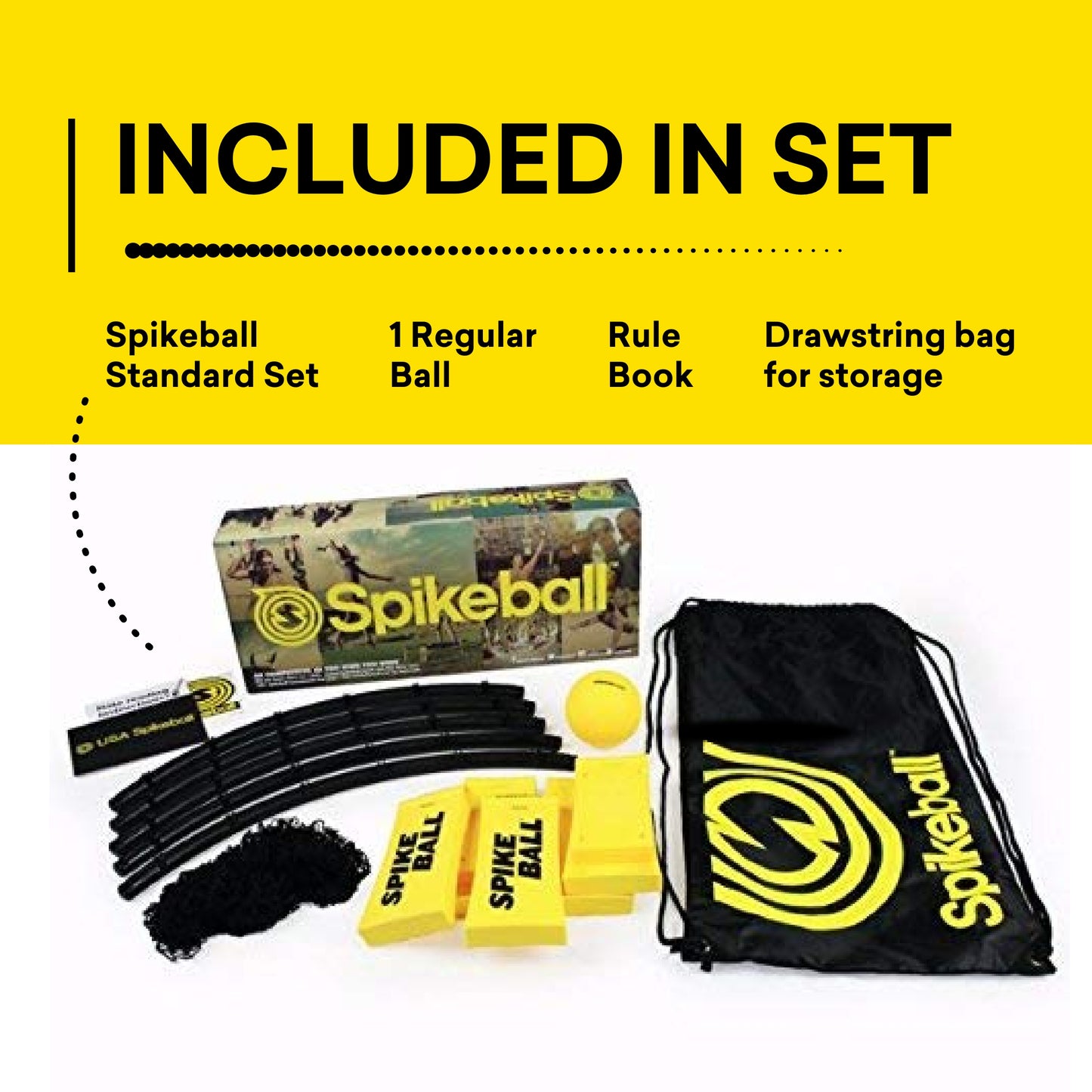 Spikeball Game Set - Played Outdoors, Indoors, Lawn, Yard, Beach, Tailgate, Park - Includes 1 Ball, Drawstring Bag, and Rule Book - Game for Boys, Girls, Teens, Adults, Family