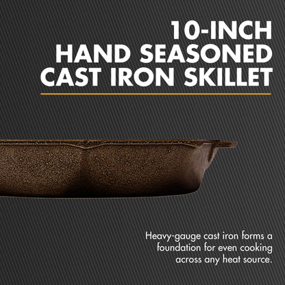 FINEX 10" Cast Iron Skillet, Modern Heirloom, Handcrafted in The USA, Pre-Seasoned with Organic Flaxseed Oil