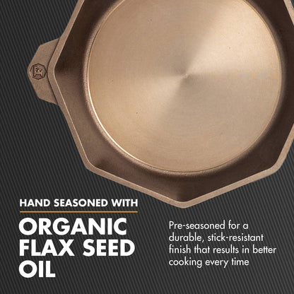 FINEX 10" Cast Iron Skillet, Modern Heirloom, Handcrafted in The USA, Pre-Seasoned with Organic Flaxseed Oil