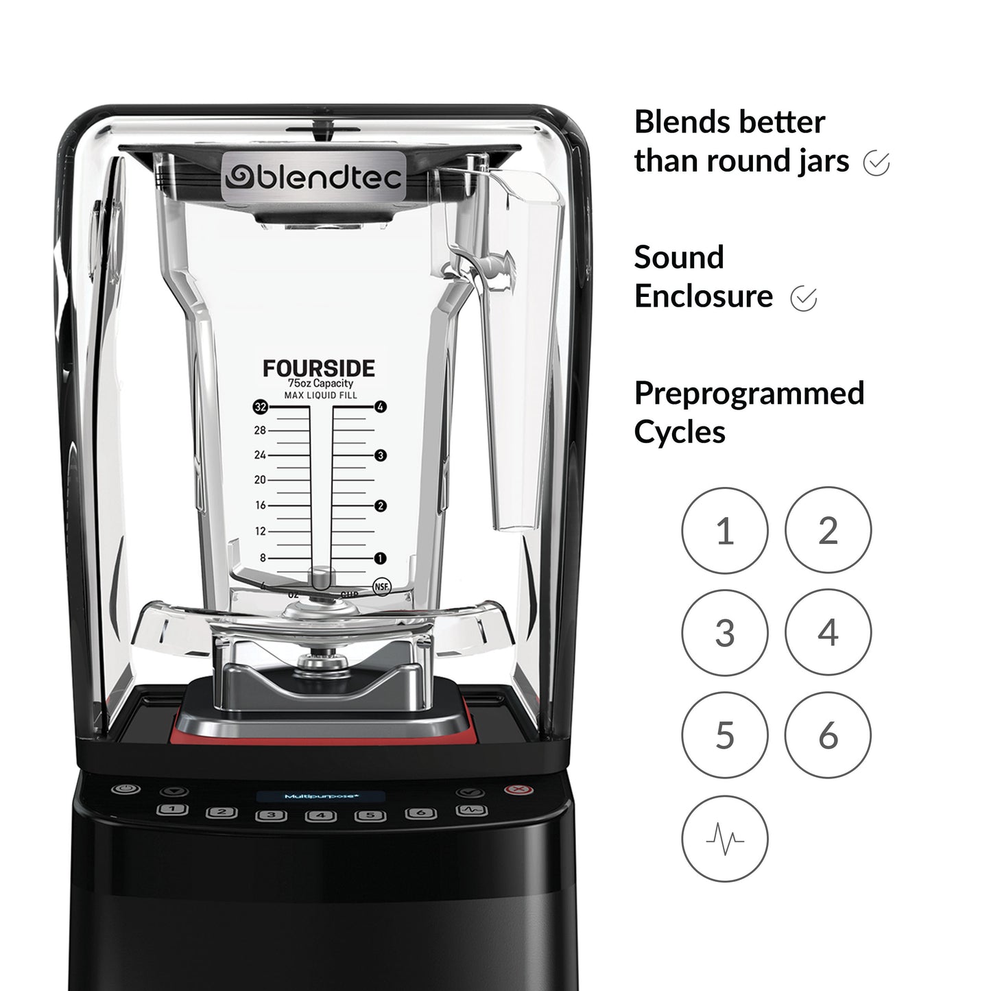 Blendtec Stealth 885 Countertop Blender, FS Jar/WS+ Jar/Sound Enclosure, Black