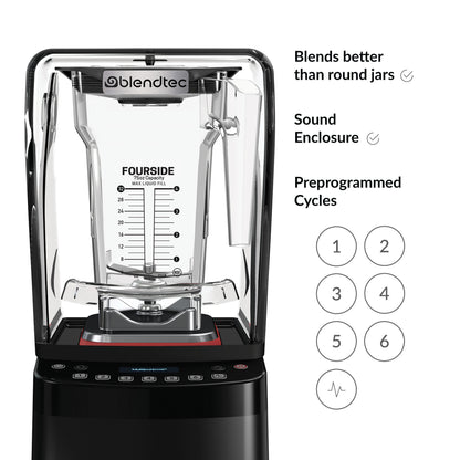 Blendtec Stealth 885 Countertop Blender, FS Jar/WS+ Jar/Sound Enclosure, Black