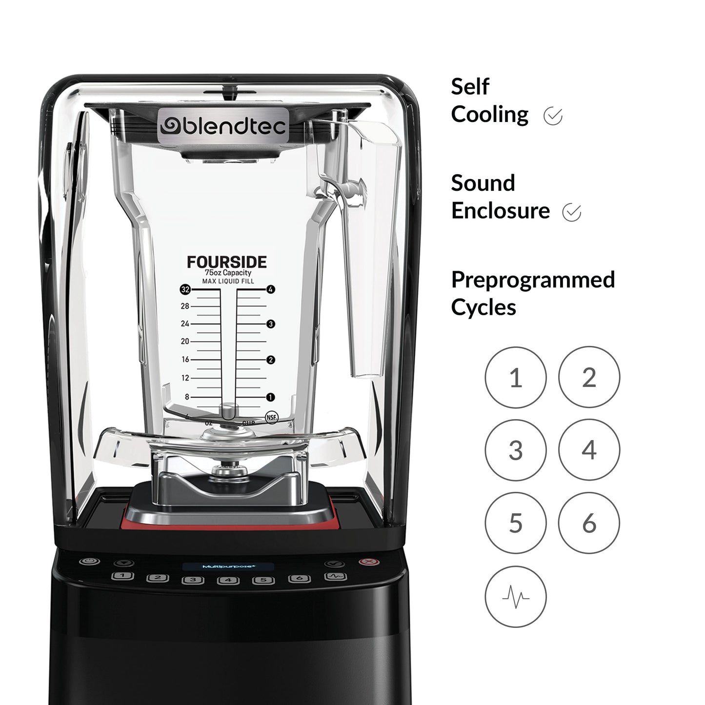 Blendtec Stealth X 885, Brushless, Commercial Blender, Sound Enclosure, WildSide+ Jar, Soft Lid, Black
