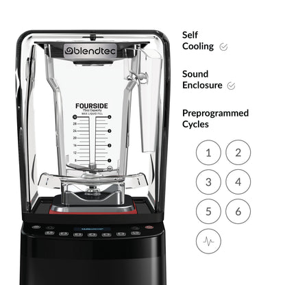 Blendtec Stealth X 885, Brushless, Commercial Blender, Sound Enclosure, WildSide+ Jar, Soft Lid, Black