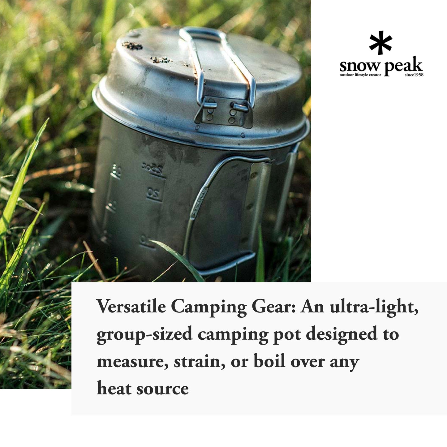 Snow Peak - Trek 1400 SCS-009T - Japanese Cookware Set Pot and Skillet, Ultralight and Compact for Backpacking and Camping, Made in Japan, Lifetime Product Guarantee, Titanium