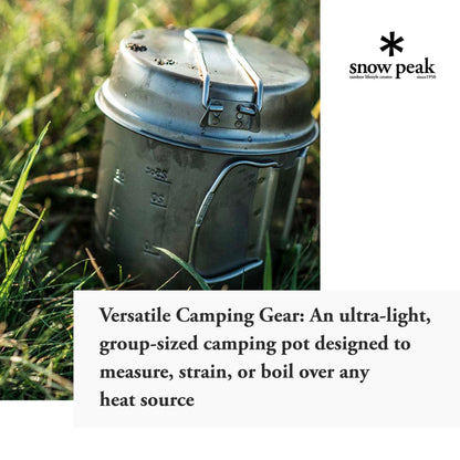 Snow Peak - Trek 1400 SCS-009T - Japanese Cookware Set Pot and Skillet, Ultralight and Compact for Backpacking and Camping, Made in Japan, Lifetime Product Guarantee, Titanium