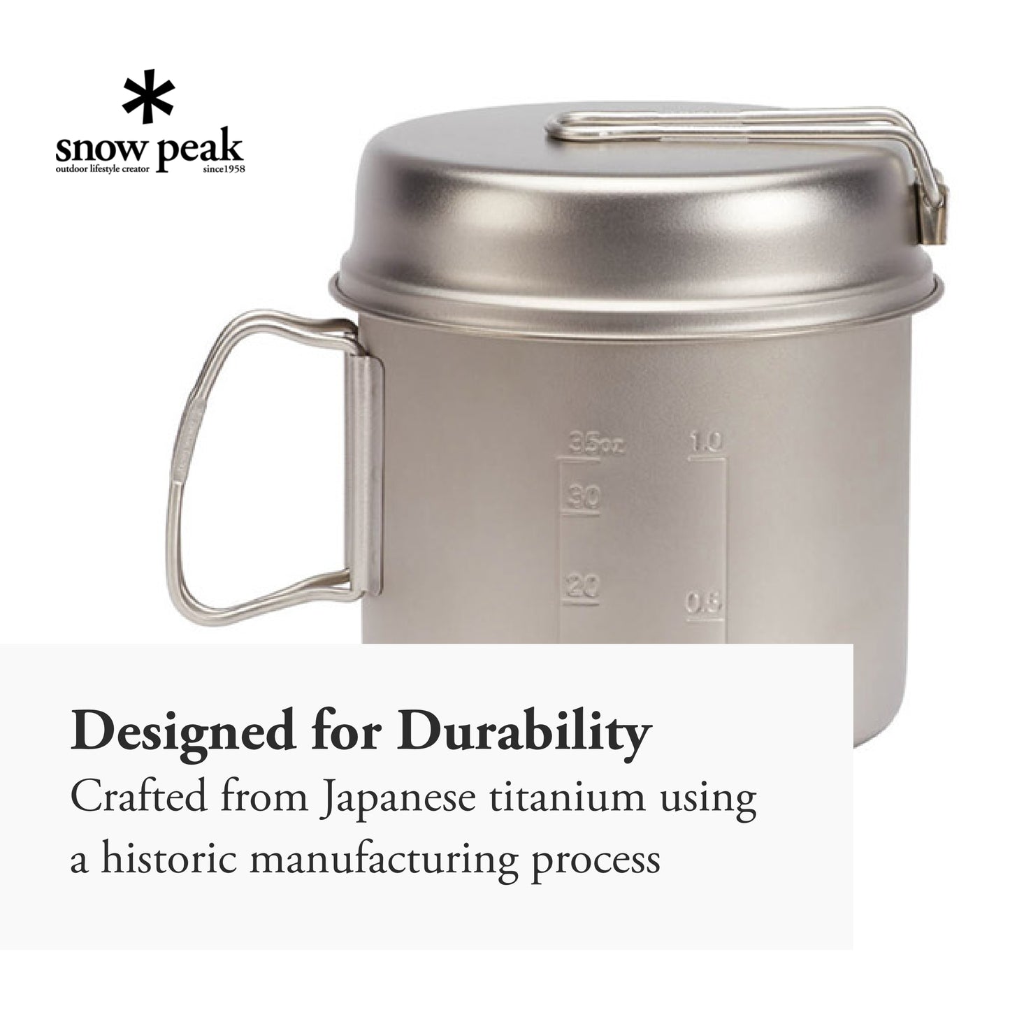 Snow Peak - Trek 1400 SCS-009T - Japanese Cookware Set Pot and Skillet, Ultralight and Compact for Backpacking and Camping, Made in Japan, Lifetime Product Guarantee, Titanium