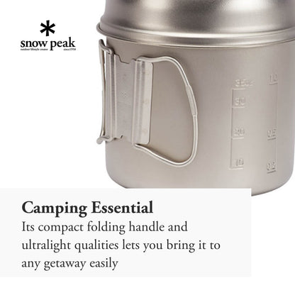 Snow Peak - Trek 1400 SCS-009T - Japanese Cookware Set Pot and Skillet, Ultralight and Compact for Backpacking and Camping, Made in Japan, Lifetime Product Guarantee, Titanium
