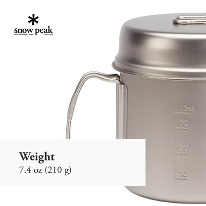 Snow Peak - Trek 1400 SCS-009T - Japanese Cookware Set Pot and Skillet, Ultralight and Compact for Backpacking and Camping, Made in Japan, Lifetime Product Guarantee, Titanium