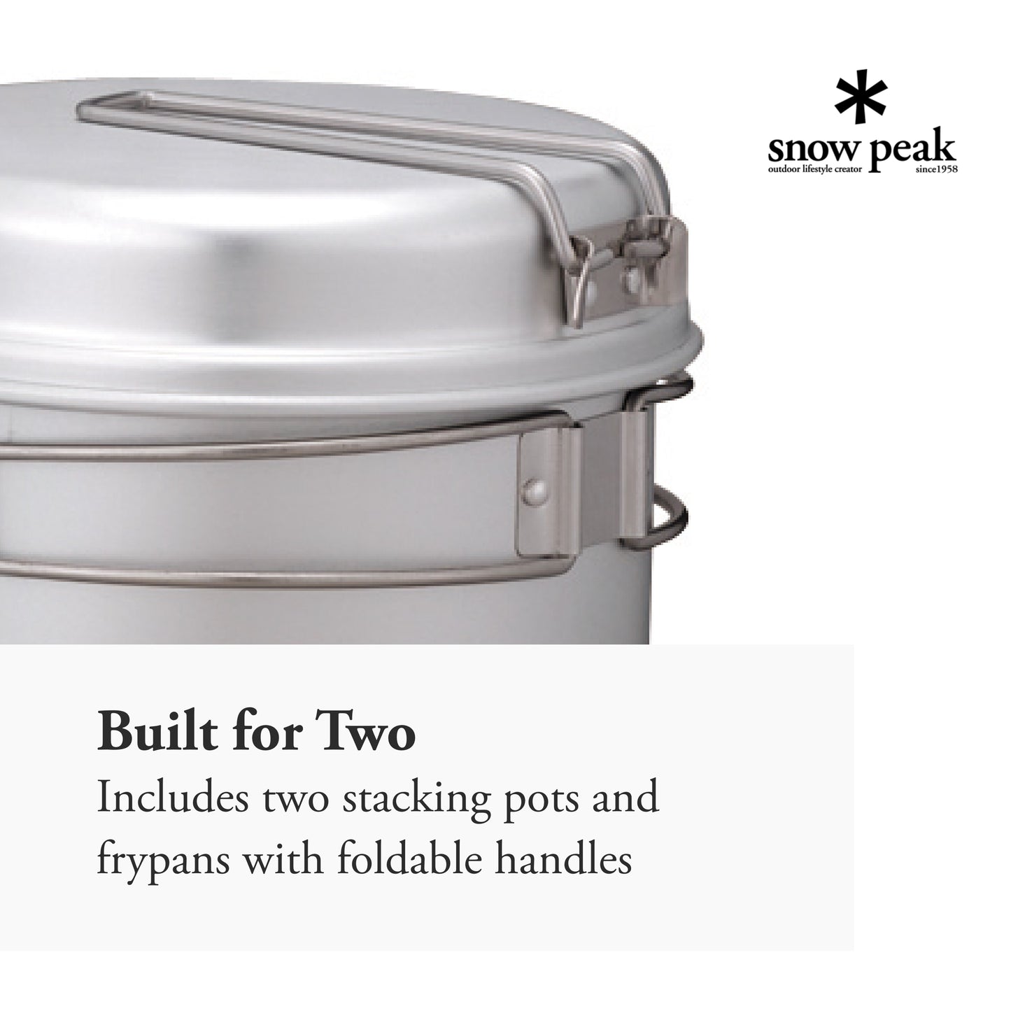 Snow Peak Multi Compact Cookset - Durable, Lightweight Stacking Pots & Pans - Titanium - 4 Pieces