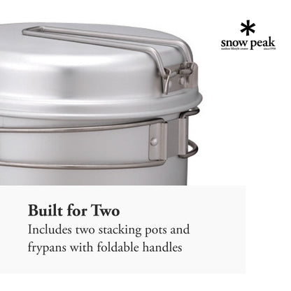 Snow Peak Multi Compact Cookset - Durable, Lightweight Stacking Pots & Pans - Titanium - 4 Pieces