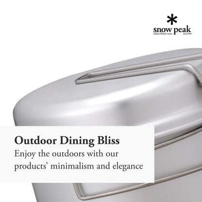 Snow Peak Multi Compact Cookset - Durable, Lightweight Stacking Pots & Pans - Titanium - 4 Pieces