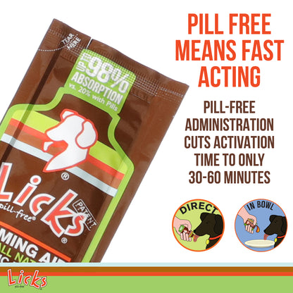 Licks Pill-Free Zen Dog Calming - Calming Aid Supplements for Aggressive Behavior and Nervousness - Calming Dog Treats for Stress Relief & Dog Health - Gel Packets - Braised Beef Flavor, 15 Use