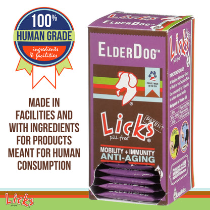 Licks Pill-Free ElderDog - Older Dog Vitamins and Supplements - Joint & Immune Support Supplements for Dogs - Dog Coat & Digestion Supplement for Senior Dogs - Gel Packets - Roasted Chicken, 30 Use