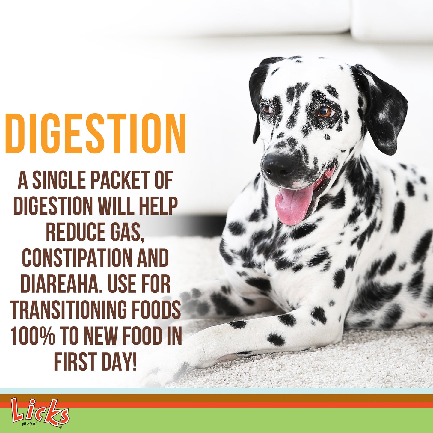 Licks Pill-Free Dog Digestion - Dog Gut Health and Gas Relief - Bloating Relief and Digestion Supplement for Dogs - Dog Health Supplies - Gel Packets - 30 Use