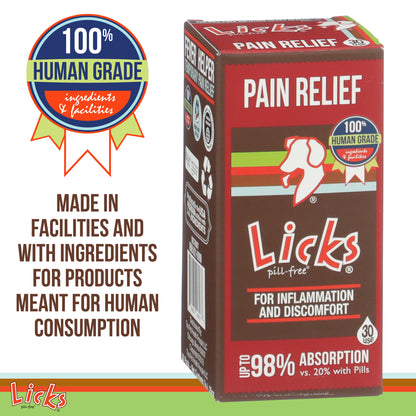 Licks Pill-Free Dog Pain Relief - Inflammation Supplement - Pain Relief Supplement for Dogs - Dog Health Supplies - Gel Packets - 30 Use