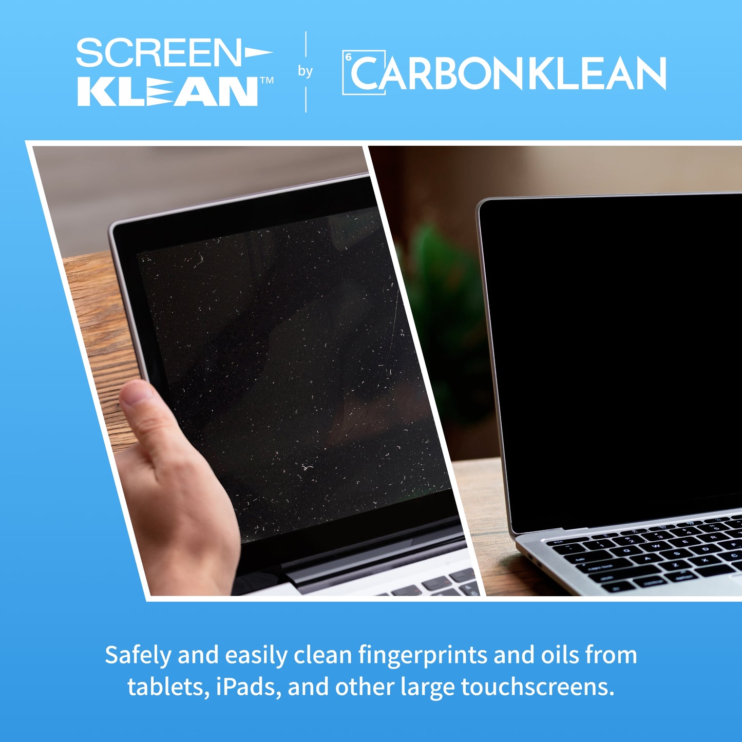 Carbon Klean ScreenKlean Tablet Screen Cleaner - Efficient and Durable Carbon Microfiber Technology Electroplated Silver