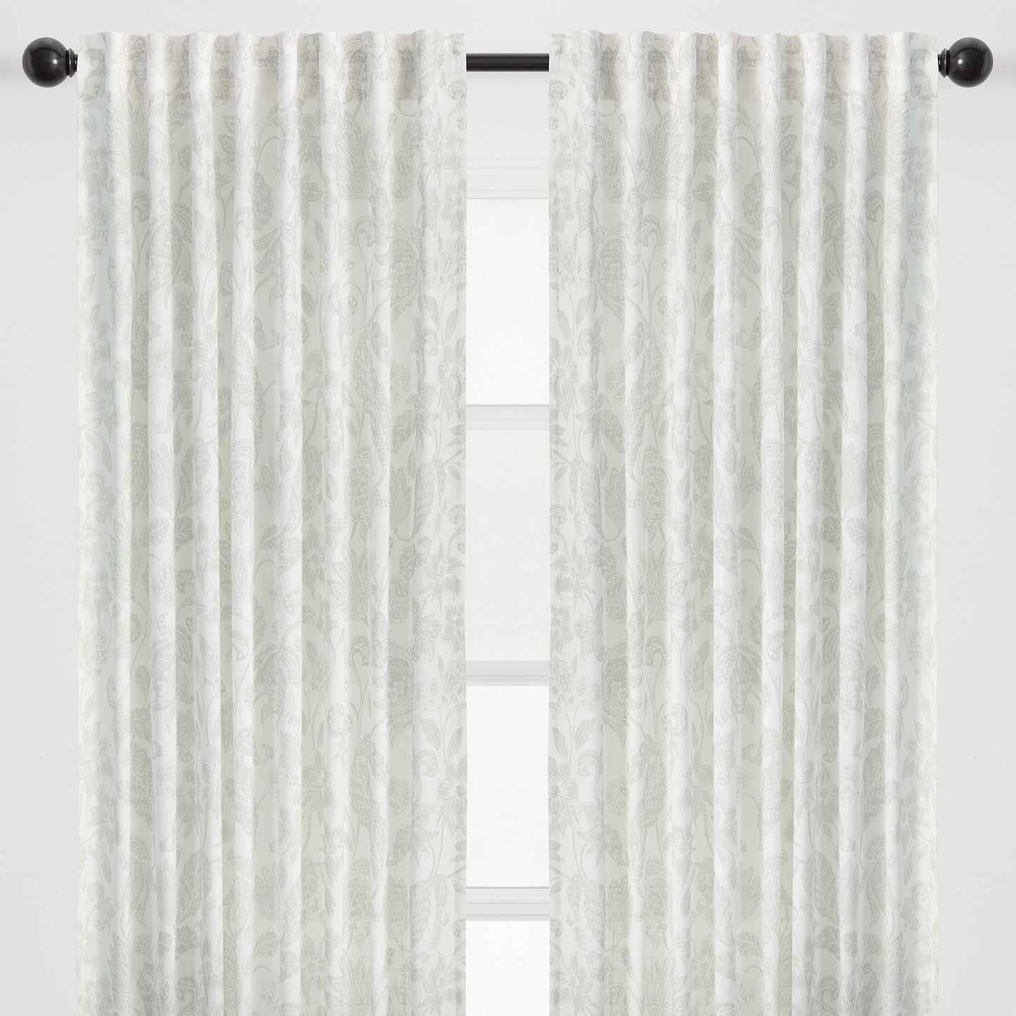 Chanasya 2-Panel Silhouette Floral Paisley Soft Textured Light Filtering Curtain Panels - 3-in-1 Back Tab Rod Pocket Ring Tab - Privacy Window Curtains for Living Room Bedroom - 52 x 96 Inches - Sage