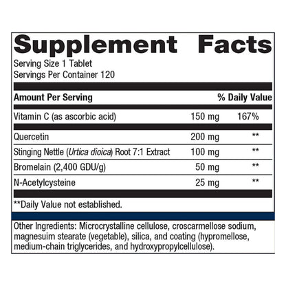 Metagenics Sinuplex Supplement with Vitamin C, Quercetin and Bromelain to Help Support Healthy Respiratory Function - 120 Tablets