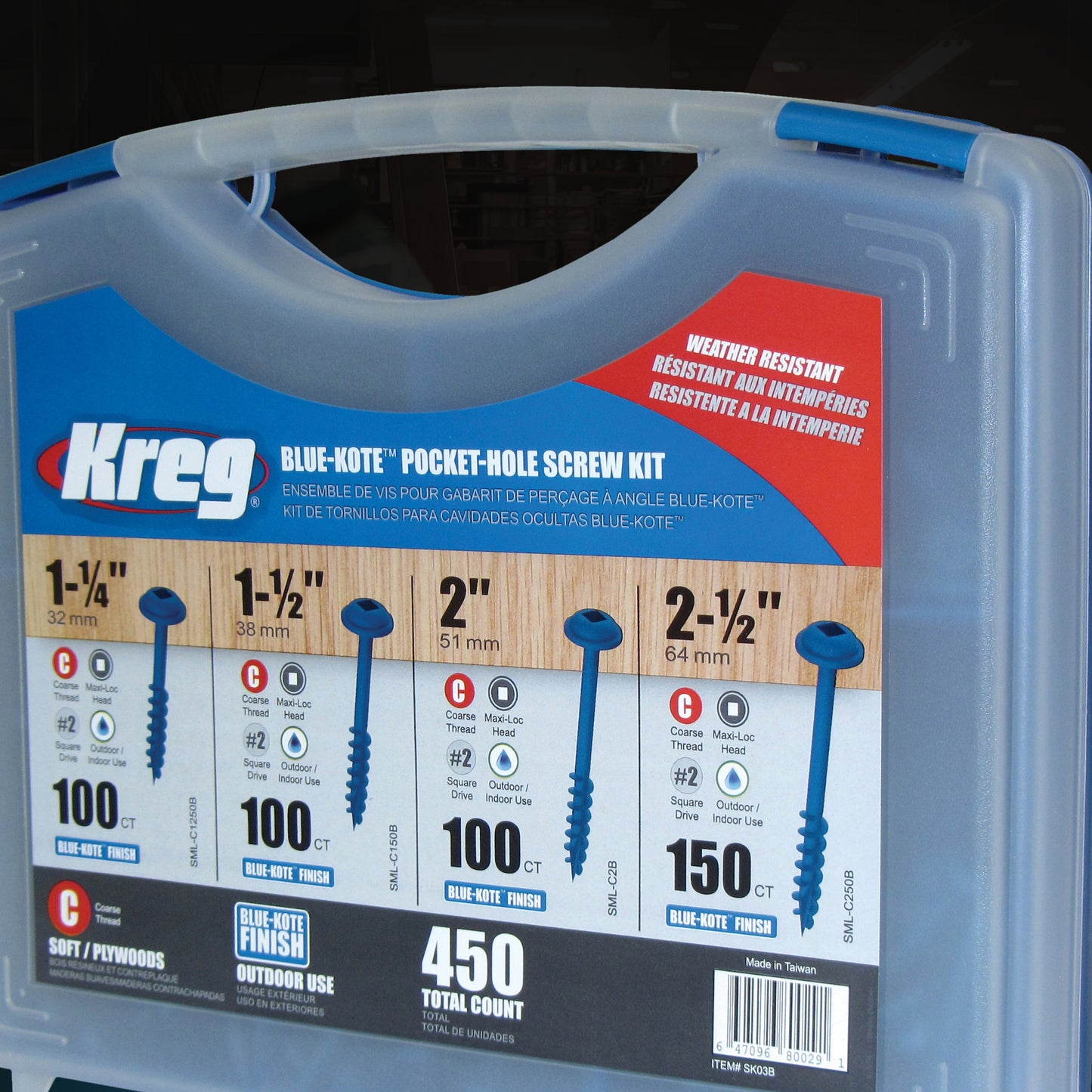 KREG SK03B Blue-Kote Pocket-Hole Screw Kit