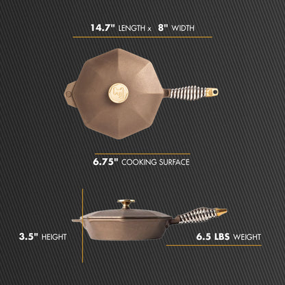 FINEX 8" Cast Iron Skillet with Lid, Modern Heirloom, Handcrafted in the USA, Pre-Seasoned with ORganic Flaxseed Oil