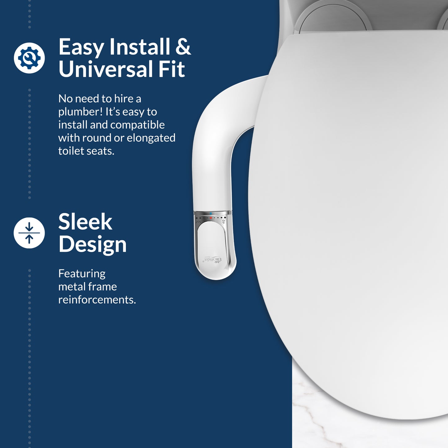 Bio Bidet SlimTwist Simple Bidet Toilet Attachment in White with Dual Nozzle, Fresh Water Spray, Non Electric, Easy to Install, Brass Inlet and Internal Valve
