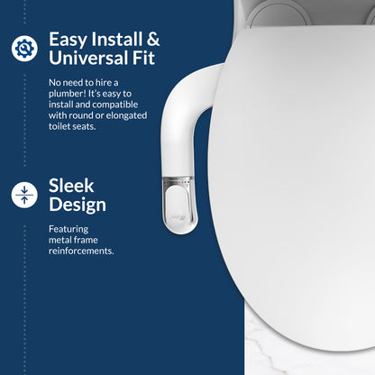 Bio Bidet SlimTwist Simple Bidet Toilet Attachment in White with Dual Nozzle, Fresh Water Spray, Non Electric, Easy to Install, Brass Inlet and Internal Valve