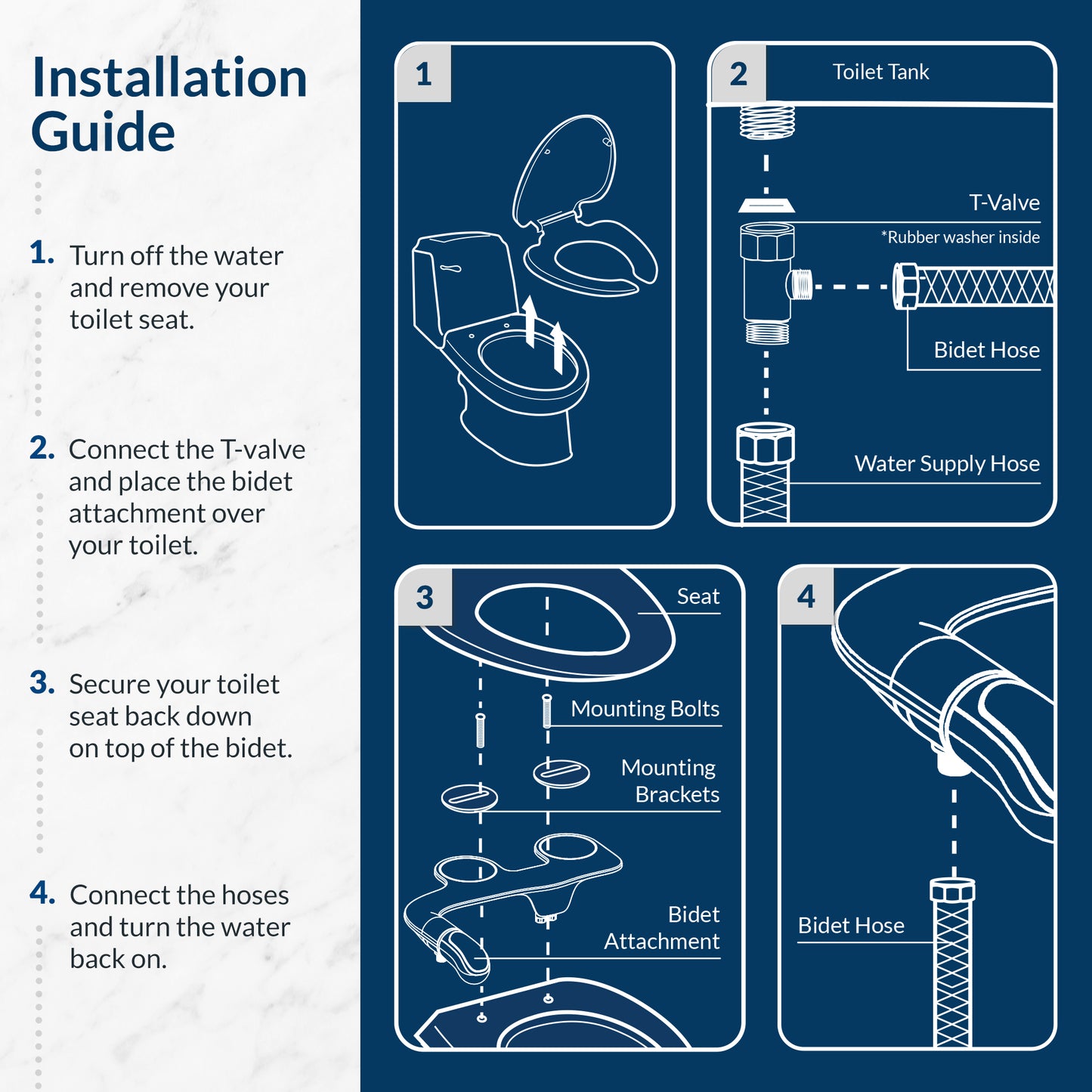 Bio Bidet SlimTwist Simple Bidet Toilet Attachment in White with Dual Nozzle, Fresh Water Spray, Non Electric, Easy to Install, Brass Inlet and Internal Valve