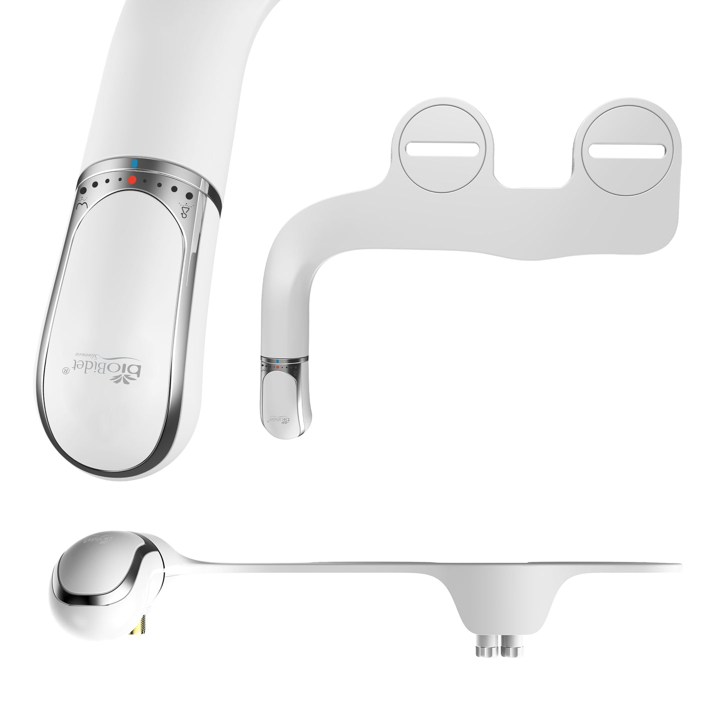 Bio Bidet SlimTwist Simple Bidet Toilet Attachment in White with Dual Nozzle, Fresh Water Spray, Non Electric, Easy to Install, Brass Inlet and Internal Valve