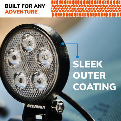 SYLVANIA - Slim 3 Inch Round LED Light Pod - Lifetime Limited Warranty - Spot Light 950 Raw Lumens, Best Quality Off Road Driving Work Light, Truck, Car, Boat, ATV, UTV, SUV, 4x4 (2 PC)