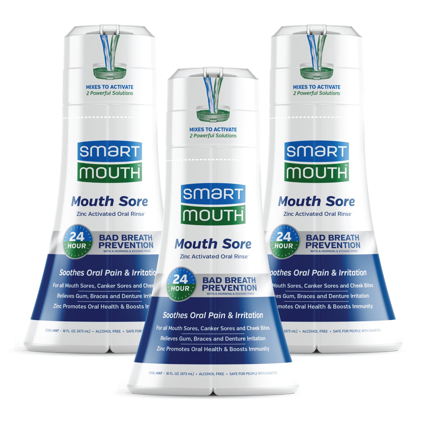 SmartMouth Mouth Sore Activated Oral Rinse 16 fl oz, 3 Pack