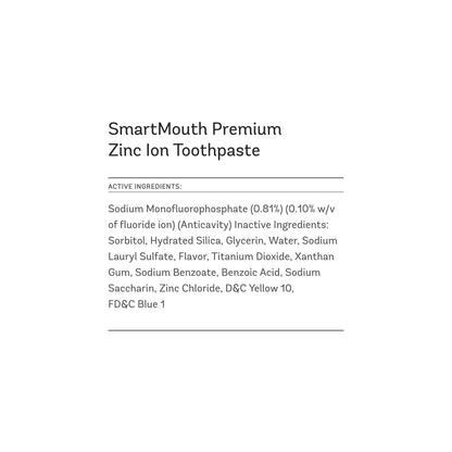 SmartMouth Premium Zinc Ion Toothpaste, Helps with Cavity, Enamel & Plaque, Mild Mint, 6 oz, 3 Pack