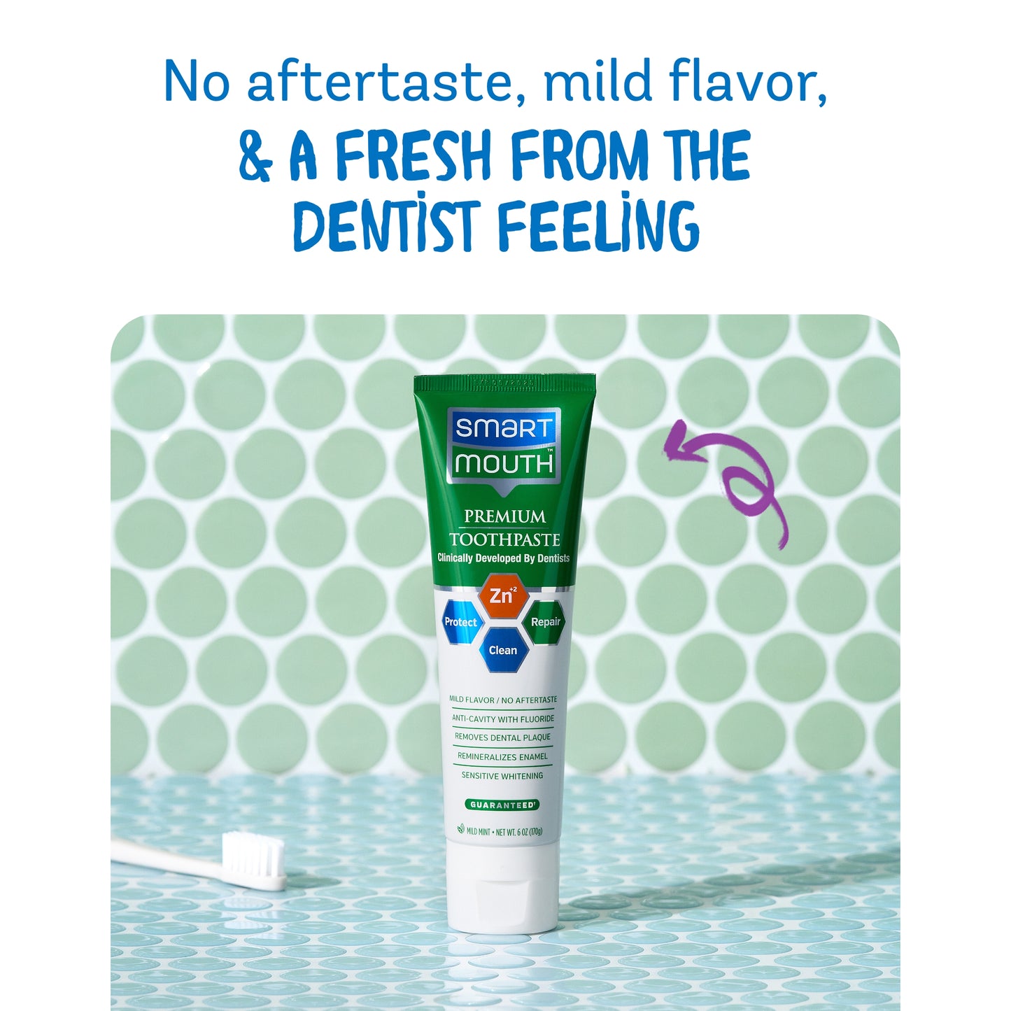 SmartMouth Premium Zinc Ion Toothpaste, Helps with Cavity, Enamel & Plaque, Mild Mint, 6 oz, 3 Pack