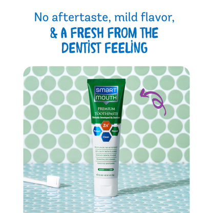 SmartMouth Premium Zinc Ion Toothpaste, Helps with Cavity, Enamel & Plaque, Mild Mint, 6 oz, 3 Pack