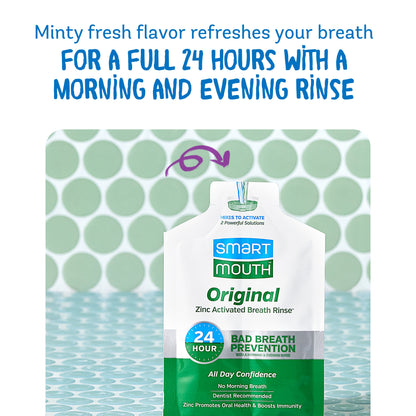 SmartMouth Original Activated Mouthwash Single Packs, Travel Mouthwash, Fresh Mint, 30 Pack