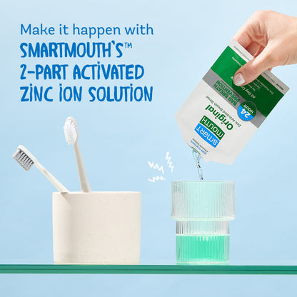 SmartMouth Original Activated Mouthwash Single Packs, Travel Mouthwash, Fresh Mint, 30 Pack